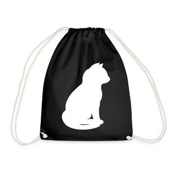 sitzende katzensilhouette v2 - Turnbeutel - Schwarz - Vorne