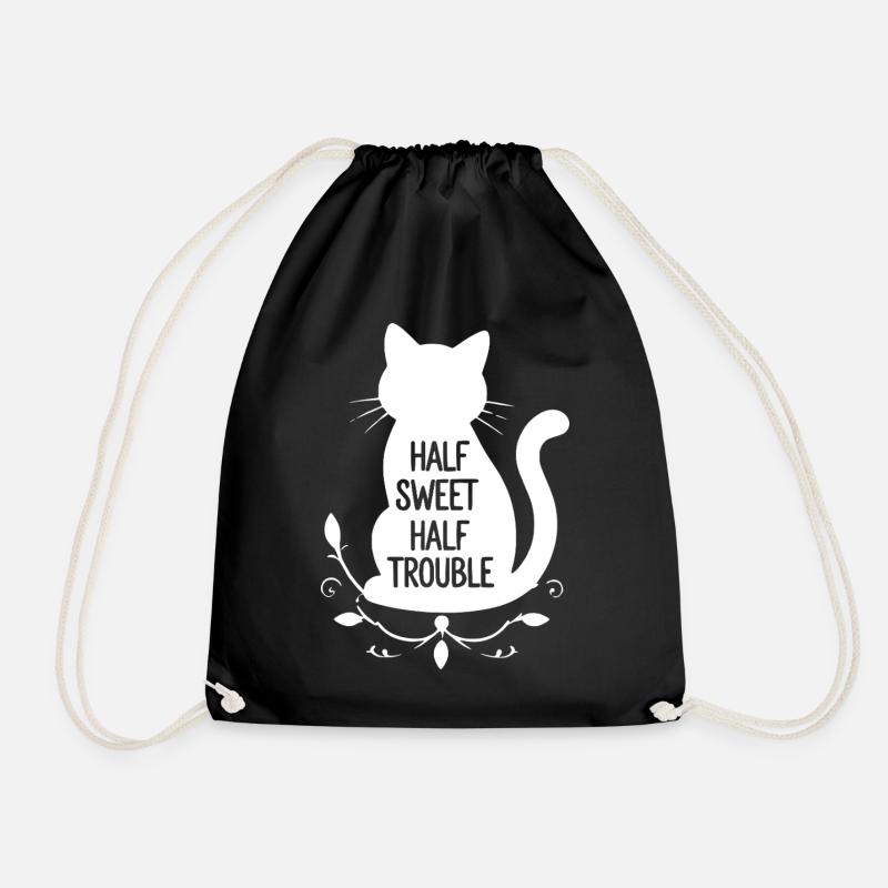 Halb süß halb Ärger Weiße Katze - Turnbeutel - Schwarz