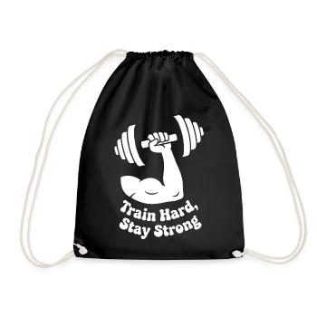 Entraînez-vous dur, restez fort - Sac de sport léger - noir - Devant