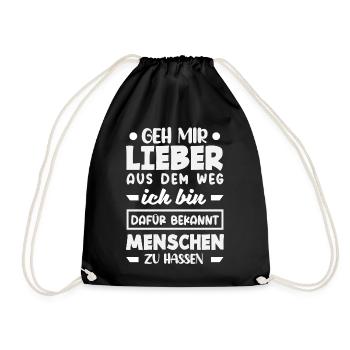Get out of my way – I hate people - Drawstring Bag - black - Front