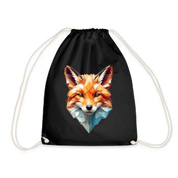 Geometric fox head - Drawstring Bag - black - Front
