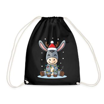 Süßes Esel Elfe Weihnachten Geschenk Niedlich Wint - Turnbeutel - Schwarz - Vorne