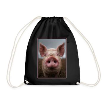 Schweine Schwein - Turnbeutel - Schwarz - Vorne
