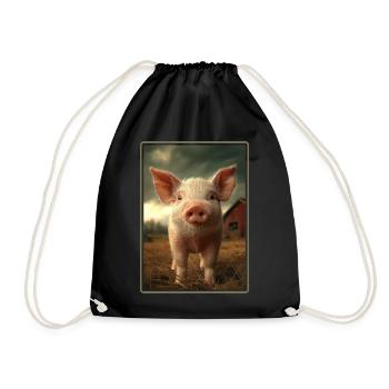 Schweine Schwein - Turnbeutel - Schwarz - Vorne