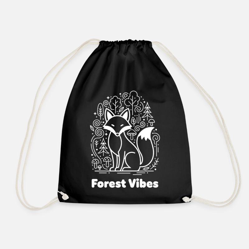 Forest fox in cloud forest - Drawstring Bag - black