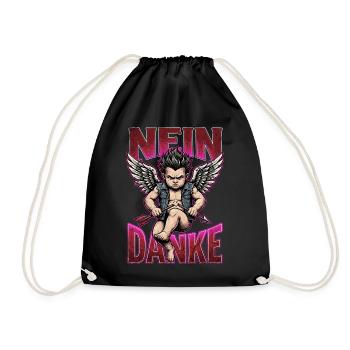 Nein danke Angry Cupid Anti Valentine Deutsch - Turnbeutel - Schwarz - Vorne