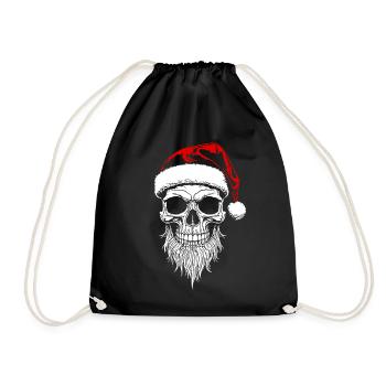Schädel Santa Weihnachts - Skull - Turnbeutel - Schwarz - Vorne
