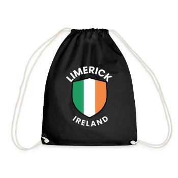 Limerick Ireland Flag Shield - Drawstring Bag - black - Front