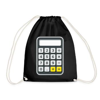 Taschenrechner Kostüm Karneval Fasching Nerd  - Turnbeutel - Schwarz - Vorne