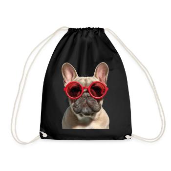 Französische Bulldogge French Bulldog Frenchie - Turnbeutel - Schwarz - Vorne