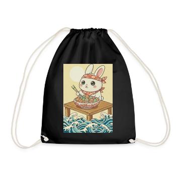 Kawaii Easter Bunny - Drawstring Bag - black - Front