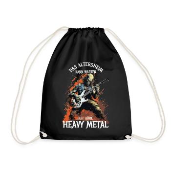 The old people's home can wait - I listen to heavy metal - Drawstring Bag - black - Front