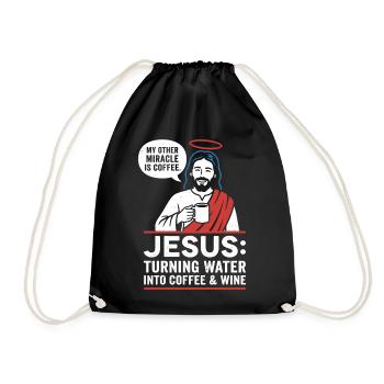 Jesus Kaffee-Wunder Grafik - Turnbeutel - Schwarz - Vorne
