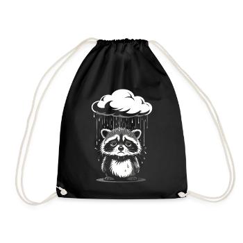 Raccoon in the Rain - Motif rétro drôle - Sac de sport léger - noir - Devant