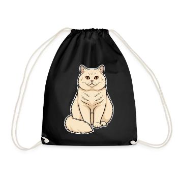 British Shorthair Cat Cream Portrait Round Soft - Drawstring Bag - black - Front