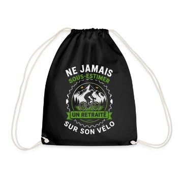 Retraité vélo montagne humour cycliste - Sac de sport léger - noir - Devant