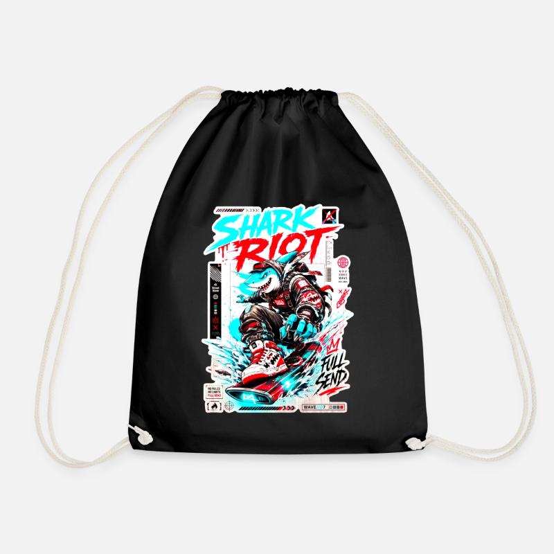 Shark Riot Streetwave Full Send Skate-Design - Turnbeutel - Schwarz
