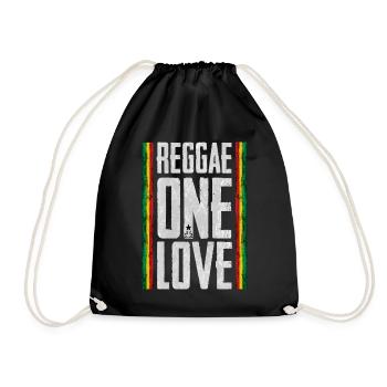 Reggae One Love Schriftzug - Turnbeutel - Schwarz - Vorne