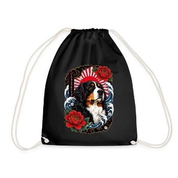 Berner Sennenhund im Japan Tattoo Stil - Turnbeutel - Schwarz - Vorne