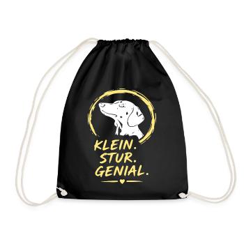 Petit. Têtu. Génial. Logo du chien - Sac de sport léger - noir - Devant