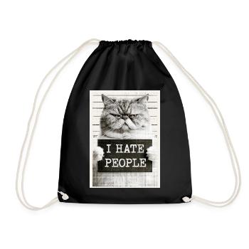GrimmigerKater I HATE PEOPLE - Drawstring Bag - black - Front