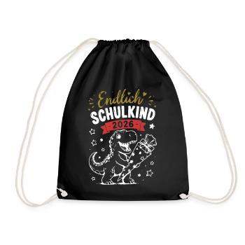 Endlich Schulkind 2026 Dino - Turnbeutel - Schwarz - Vorne