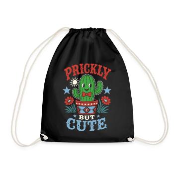Prickly but Cute Cactus - Drawstring Bag - black - Front