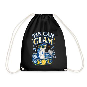 Tin Can Glam Sardines with Sunglasses - Drawstring Bag - black - Front