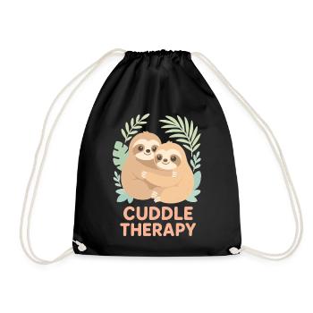 Cuddle Therapy: Cute sloths in the jungle - Drawstring Bag - black - Front