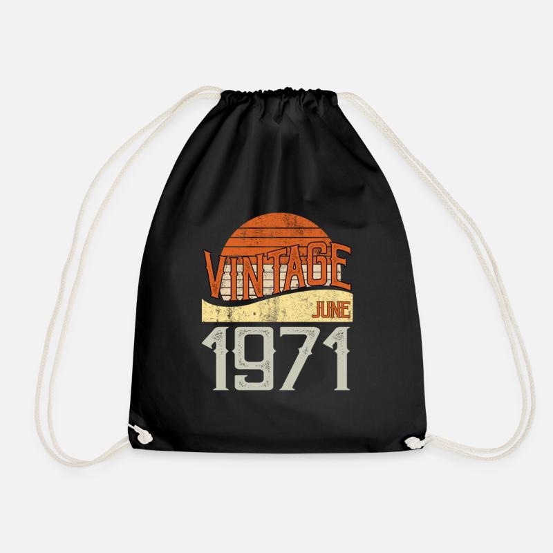 Vintage June 1971 - Drawstring Bag - black