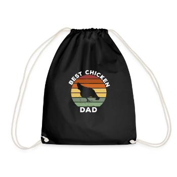 retro vintage Best Chicken Dad gift - Drawstring Bag - black - Front