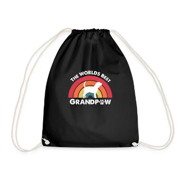 Retro Best Grandpaw Opa Beagle Hunde Geschenk - Turnbeutel - Schwarz - Vorne