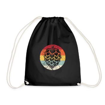 Vintage Hops Craft Beer Party Beer Gift - Drawstring Bag - black - Front