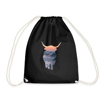 Farmer Scottish Highland Beef Gift - Drawstring Bag - black - Front