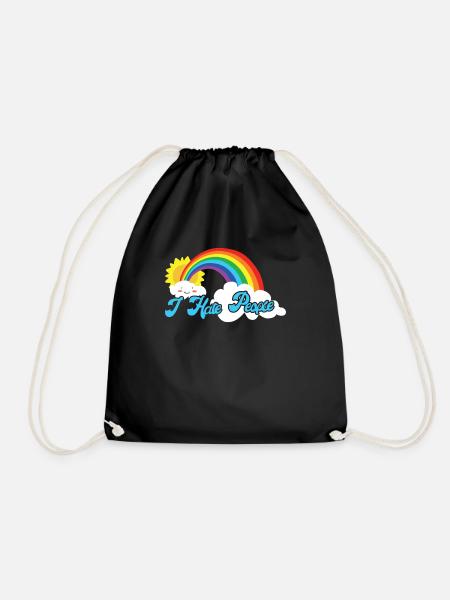 Cute Cloud - I hate people - Drawstring Bag - black