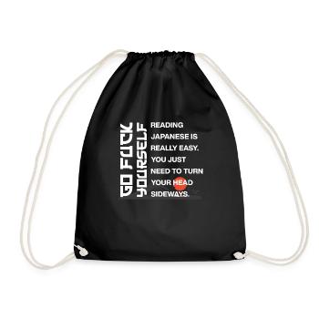 Reading Japanese is easy - Drawstring Bag - black - Front