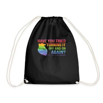 Have you tried to turn on again - adenosine - Drawstring Bag - black - Front