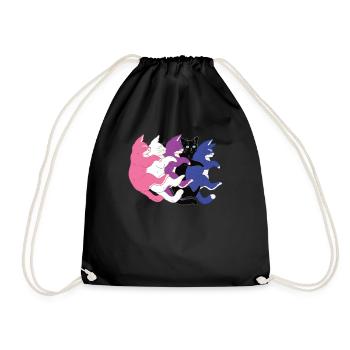 LGBTQ-Flagge - Niedlicher Katzenhaufen Genderfluid - Turnbeutel - Schwarz - Vorne