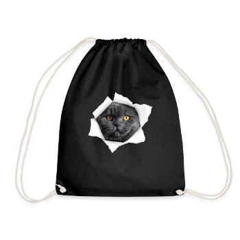Cute Cat Torn - Chat britannique à poil court - Sac de sport léger - noir - Devant