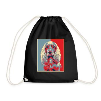 Hundegrafik - Vintager Cockerspaniel - Turnbeutel - Schwarz - Vorne