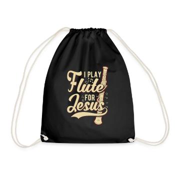 I play flute for Jesus - Drawstring Bag - black - Front