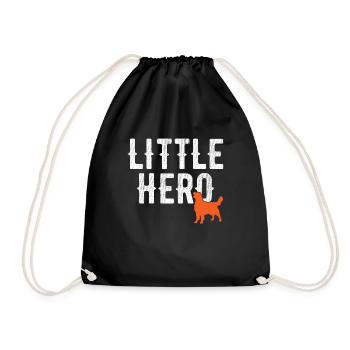Little Hero - Cute Pet Dog - Drawstring Bag - black - Front