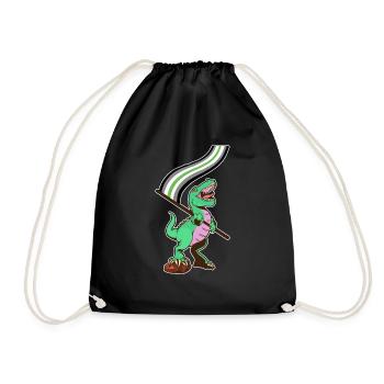 LGBTQ Flag - Dinosaur Agender - Drawstring Bag - black - Front