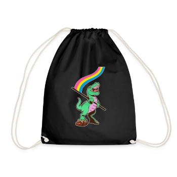 LGBTQ-Flagge - Dinosaurier Pansexuell - Turnbeutel - Schwarz - Vorne