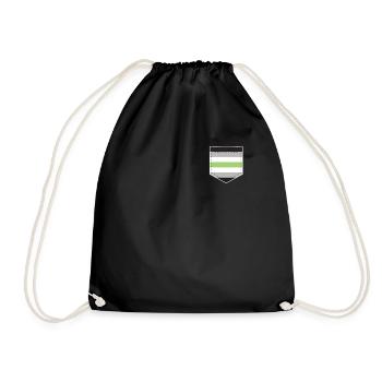 LGBTQ Agender Pride Flag Bag - Drawstring Bag - black - Front