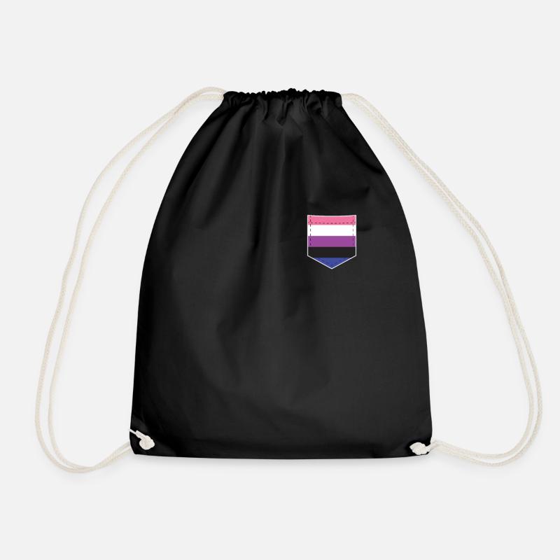 LGBTQ Gender Fluid Pride Flag Tasche - Turnbeutel - Schwarz