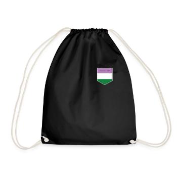 LGBTQ Genderqueer Pride Flagge Tasche - Turnbeutel - Schwarz - Vorne