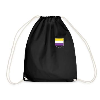 LGBTQ Non-Binary Pride Flag Pocket - Drawstring Bag - black - Front