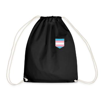 LGBTQ Transgender Pride Flag -Tasche - Turnbeutel - Schwarz - Vorne