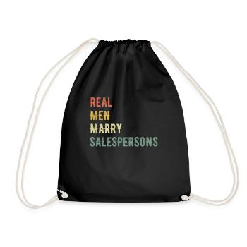 Real Men Marry Sellers - Drawstring Bag - black - Front